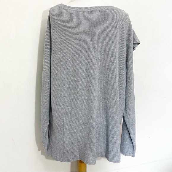 FALLS CREEK one shoulder ruffle asymmetrical rib knit wide neck sweater top 3X - Picture 5 of 8